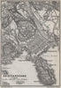 KRISTIANSAND antique town city byplan. Norway kart. BAEDEKER 1909 old map
