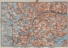 BERGEN-VOSSVANGEN.Sørfjorden. Topo-map. Norway kart. BAEDEKER 1909 old