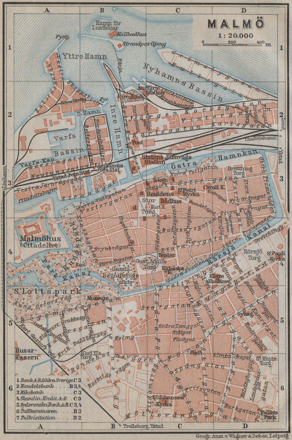 MALMO & LUND Malmö antique town city stadsplans. Sweden karta 1912 old map