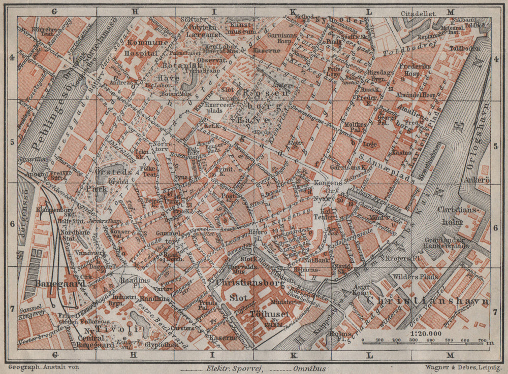 COPENHAGEN København Kobenhavn INNER TOWN city byplan. Denmark kort 1912 map