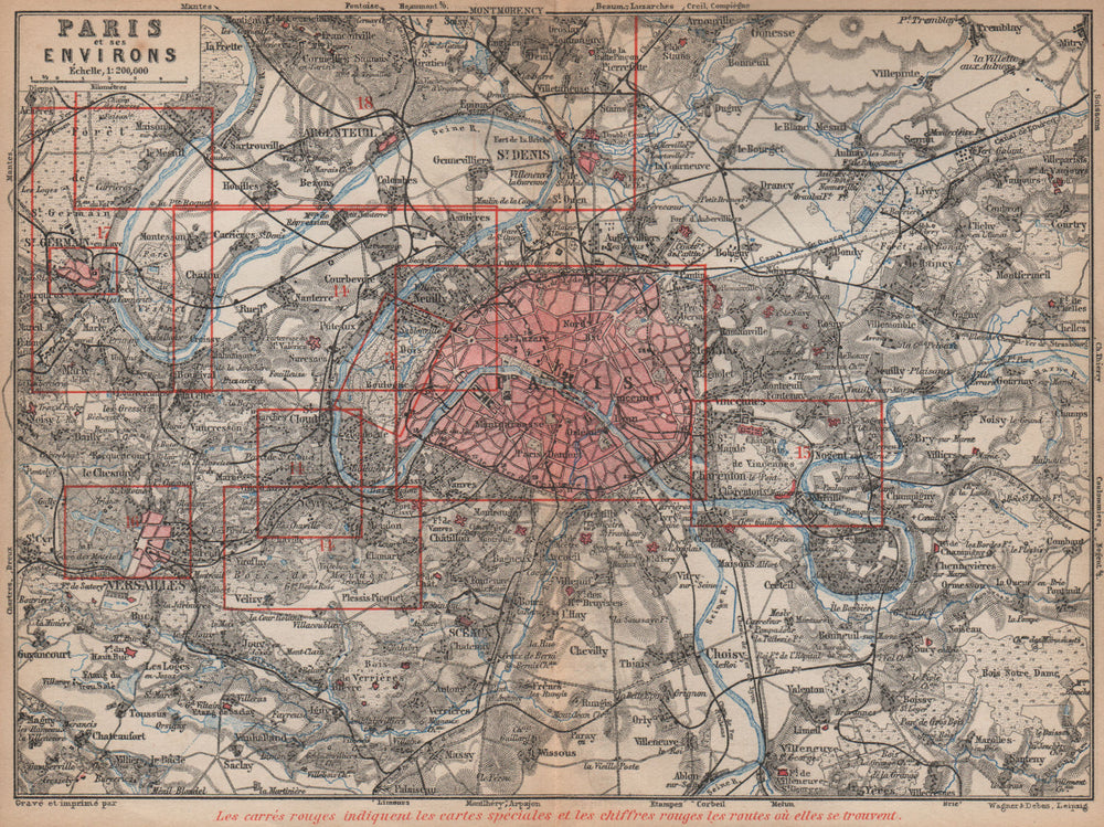 PARIS ET SES ENVIRONS. St-Germain-en-Laye Versailles St Cloud carte 1898 map
