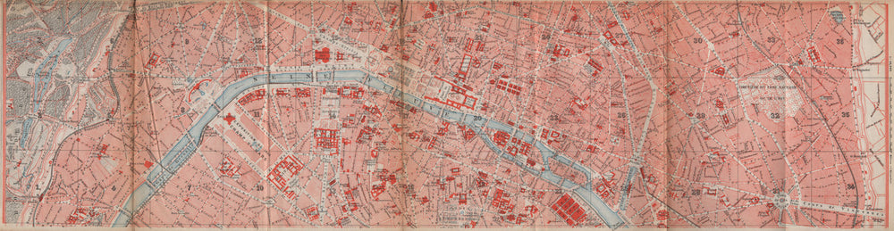 CENTRAL PARIS town city plan de la ville. 1e 2e 3e 4e 6e 11e 16e 20e 1898 map