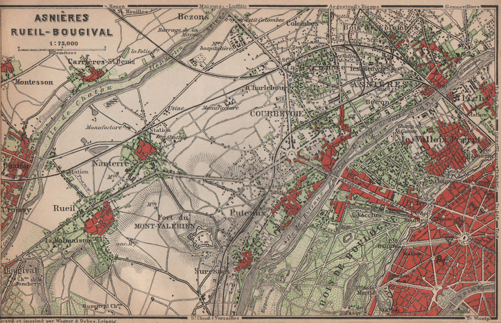 ASNIÈRES RUEIL-MALMAISON Nanterre Neuilly Courbevoie. Hauts-de-Seine 1900 map