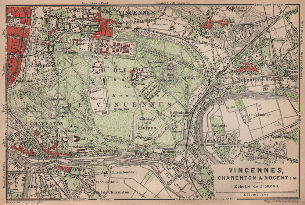 BOIS DE VINCENNES. Charenton Nogent-sur-Marne Joinville. Val-de-Marne 1900 map