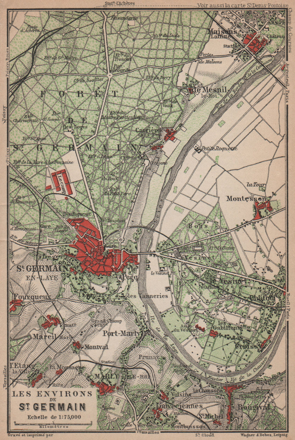 ST-GERMAIN-EN-LAYE & environs. Marly-le-Roi Forêt Vesinet. Yvelines 1900 map