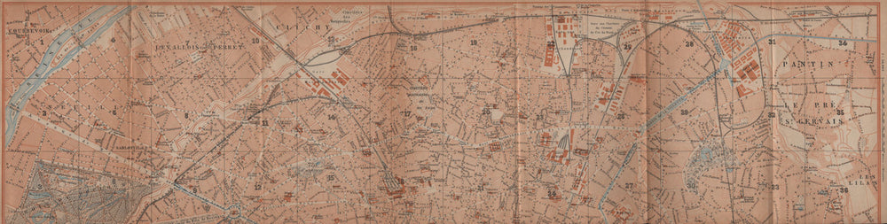 NORTHERN PARIS town city plan de la ville. 8e 9e 10e 17e 18e 19e carte 1900 map