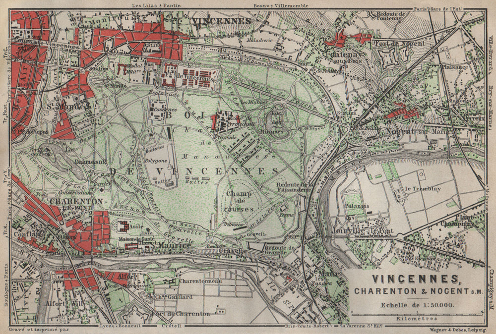BOIS DE VINCENNES. Charenton Nogent-sur-Marne Joinville. Val-de-Marne 1907 map