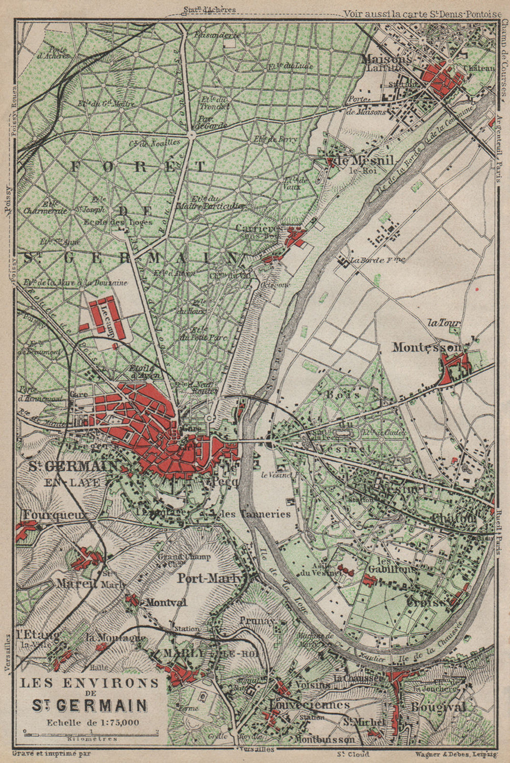 ST-GERMAIN-EN-LAYE & environs. Marly-le-Roi Forêt Vesinet. Yvelines 1907 map