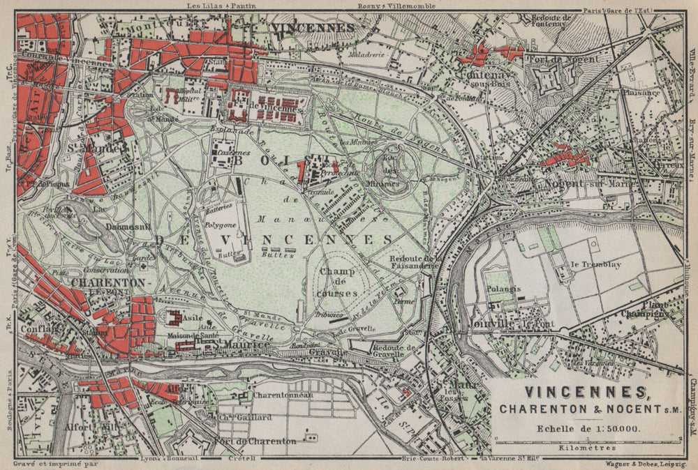 BOIS DE VINCENNES. Charenton Nogent-sur-Marne Joinville. Val-de-Marne 1910 map