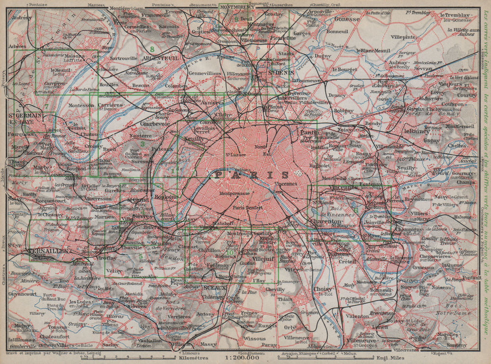 PARIS ET SES ENVIRONS. St-Germain-en-Laye Versailles St Cloud carte 1910 map