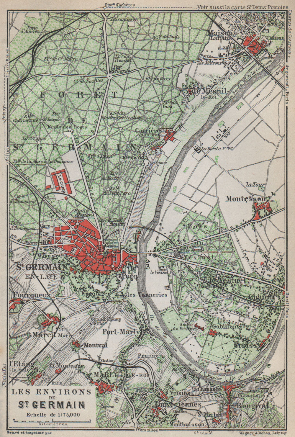 ST-GERMAIN-EN-LAYE & environs. Marly-le-Roi Forêt Vesinet. Yvelines 1910 map