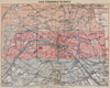 PARIS town city plan de la ville showing city walls. Railways carte 1910 map