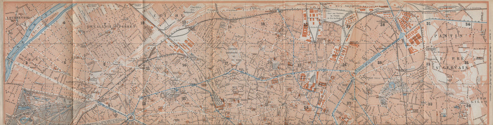 NORTHERN PARIS town city plan de la ville. 8e 9e 10e 17e 18e 19e carte 1910 map