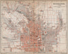 WIESBADEN antique town city stadtplan. Hessen karte. BAEDEKER 1896 old map