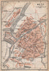 METZ antique town city stadtplan. Moselle carte. BAEDEKER 1896 old map