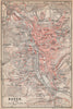 BADEN-BADEN town city stadtplan & environs/umgebung. Germany karte 1896 map