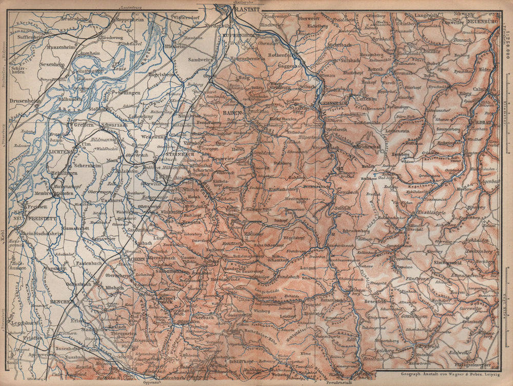 NORDSCHWARZWALD. NORTHERN BLACK FOREST. Baden-Baden Wildbad. Germany 1896 map