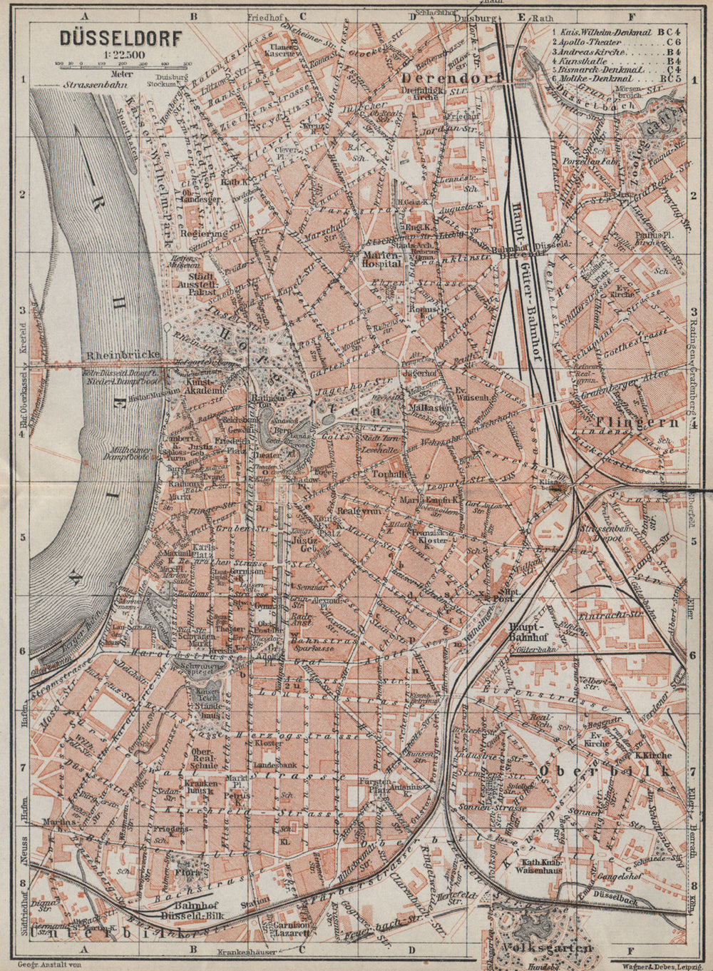 DÜSSELDORF town city stadtplan. Northrhine-Westfalia. Dusseldorf karte 1926 map