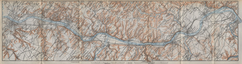 RHINE/RHEIN. Bonn-Bad Godesberg-Remagen-Andernach-Neuwied-Koblenz 1926 old map