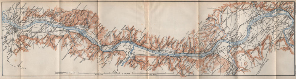 RHINE/RHEIN. Bonn-Bad Godesberg-Remagen-Andernach-Neuwied-Koblenz 1889 old map