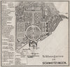 SCHLOSSGARTEN SCHWETZINGEN Palace ground plan. Baden-Württemberg. SMALL 1889 map