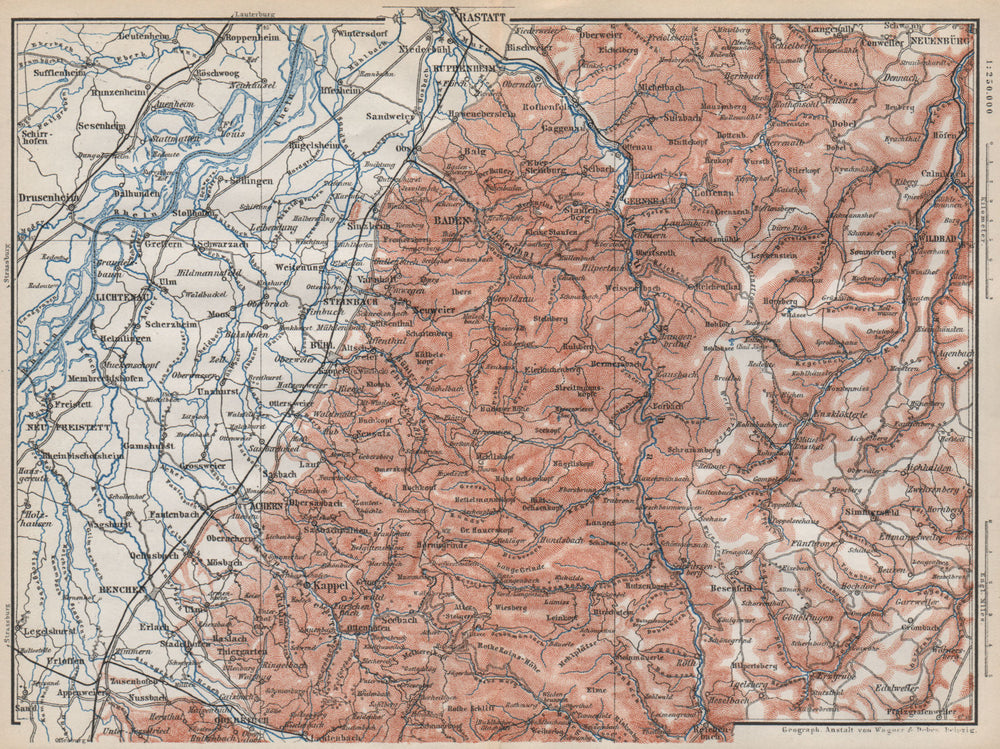 NORDSCHWARZWALD. NORTHERN BLACK FOREST. Baden-Baden Wildbad. Germany 1889 map