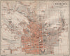 WIESBADEN antique town city stadtplan. Hessen karte. BAEDEKER 1892 old map