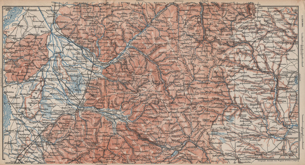 SÜDSCHWARZWALD. SOUTHERN BLACK FOREST. Freiburg Villingen. Germany 1892 map