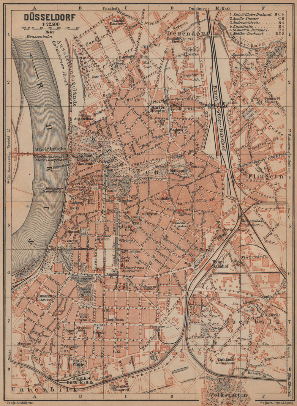 DÜSSELDORF town city stadtplan. Northrhine-Westfalia. Dusseldorf karte 1903 map