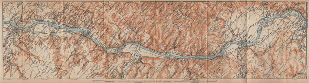 RHINE/RHEIN. Bonn-Bad Godesberg-Remagen-Andernach-Neuwied-Koblenz 1903 old map