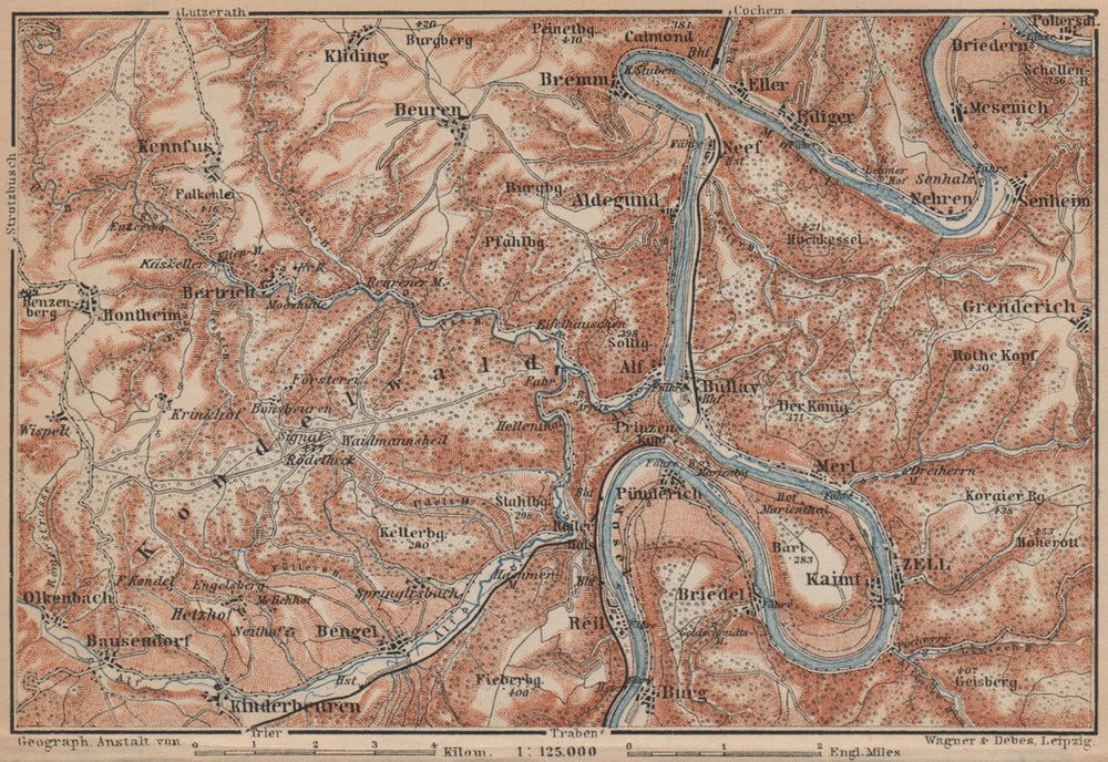 MOSEL. Zeller Hamm. Alf Kondelwald Moselle Eifel. Rhineland-Palatinate 1903 map