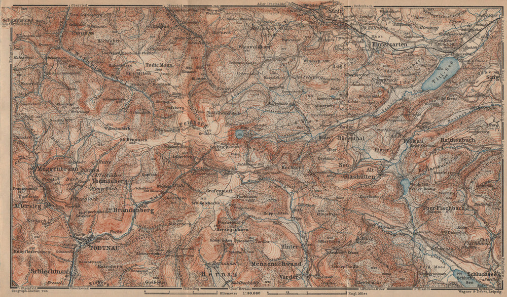 SCHWARZWALD. BLACK FOREST. FELDBERG Todtnauberg Bisten Hintzarten Moor 1903 map