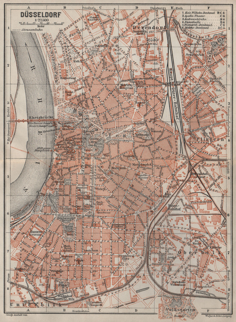 DÜSSELDORF town city stadtplan. Northrhine-Westfalia. Dusseldorf karte 1906 map