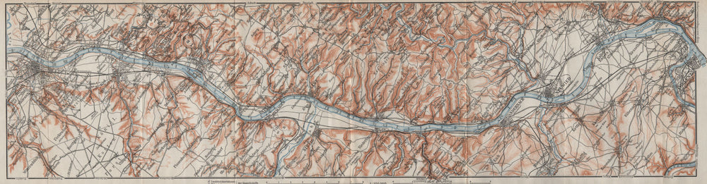 RHINE/RHEIN. Bonn-Bad Godesberg-Remagen-Andernach-Neuwied-Koblenz 1906 old map