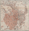WIESBADEN antique town city stadtplan. Hessen karte. BAEDEKER 1906 old map