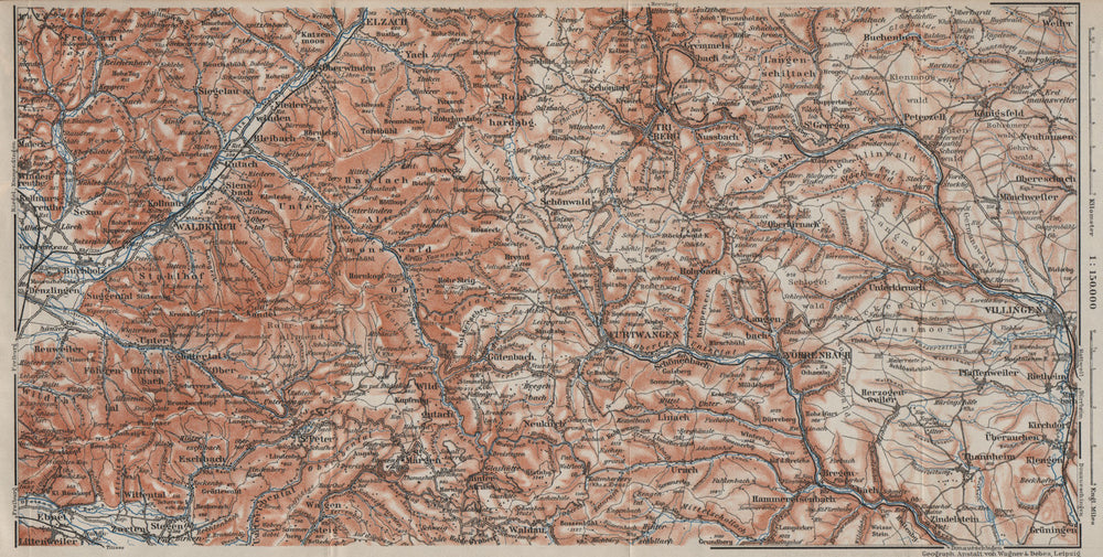 SCHWARZWALD 4. BLACK FOREST.ELZTAL Kandel Rohrhardsberg Yacher Zinken  1906 map