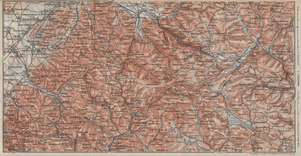 SCHWARZWALD 5. BLACK FOREST. HÖLLENTAL Feldberg Belchen Schauinsland 1906 map