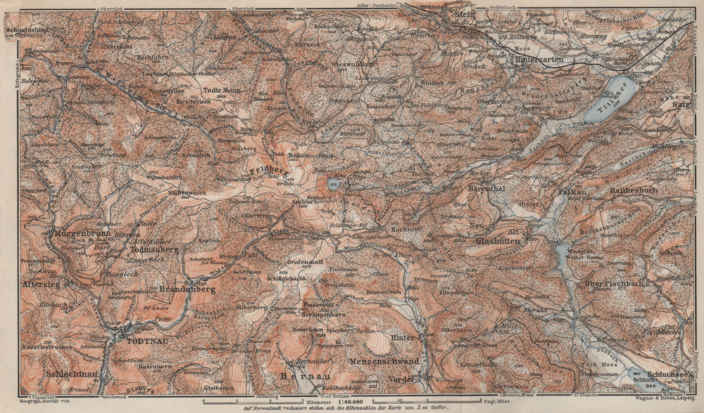 SCHWARZWALD. BLACK FOREST. FELDBERG Todtnauberg Bisten Hintzarten Moor 1906 map