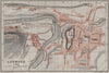 LOURDES antique town city plan de la ville. Hautes-Pyrénées carte 1907 old map