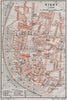 VICHY antique town city plan de la ville. Allier carte. BAEDEKER 1907 old map