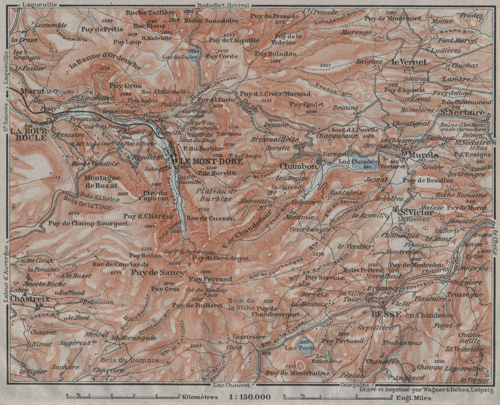LE MONT-DORE. Auvergne La Bourboule Sancy Besse Chambon. Puy-de-Dôme 1907 map