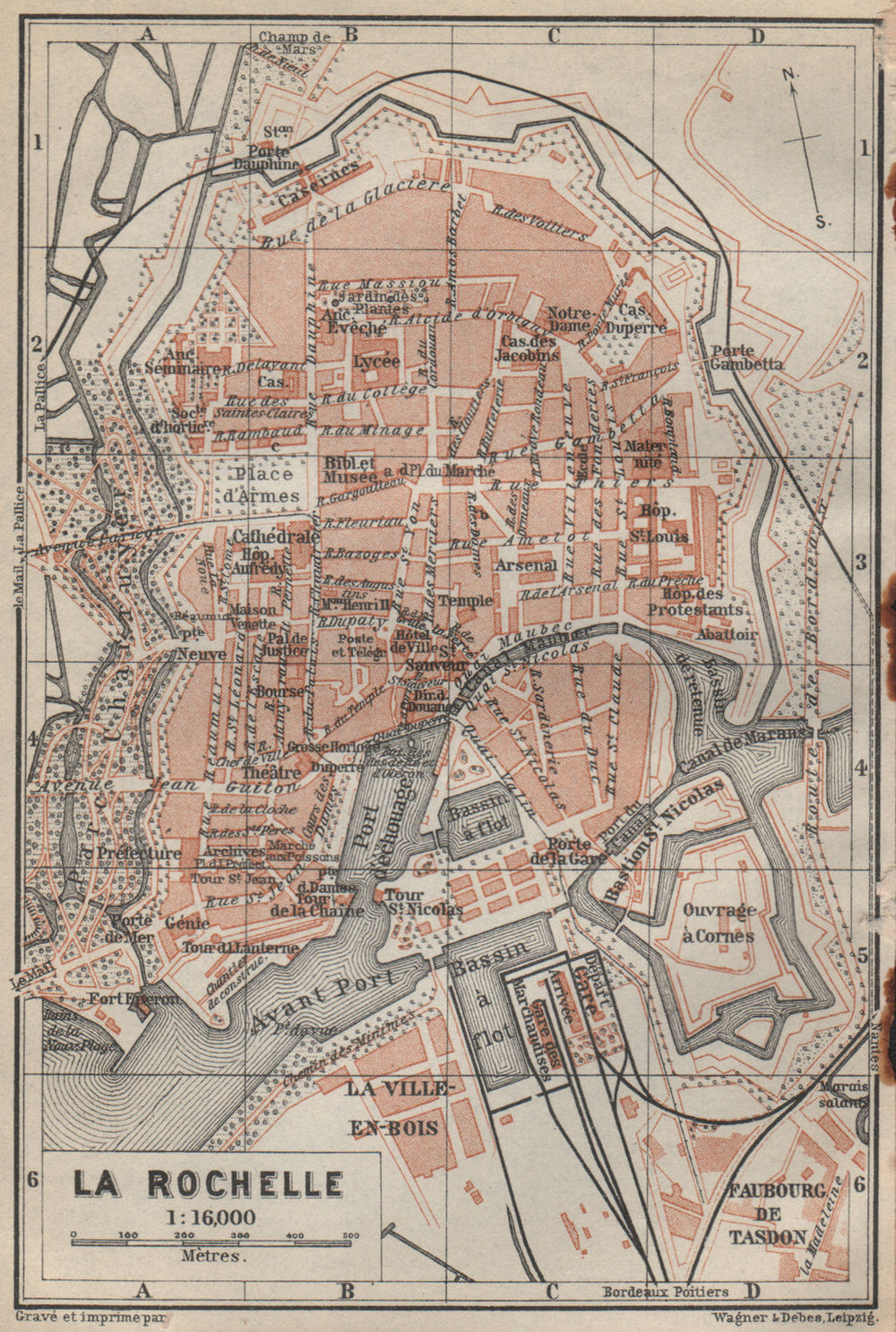 LA ROCHELLE town city plan de la ville. Charente-Maritime carte 1914 old map