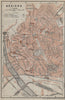 BÉZIERS antique town city plan de la ville. Hérault. Beziers carte 1914 map
