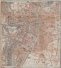 LYONS LYON antique town city plan de la ville. Rhône carte. BAEDEKER 1914 map
