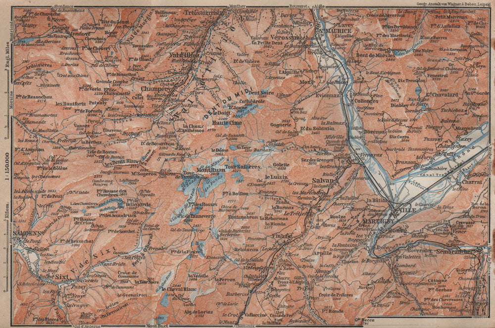 VAL D'ILLIEZ/DENT DU MIDI.Champéry Samoëns Avoriaz Morzinette Martigny 1914 map
