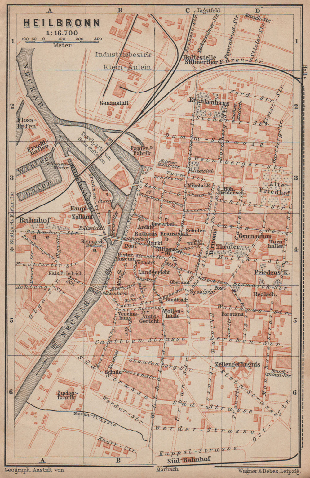 HEILBRONN antique town city stadtplan. Baden-Württemberg karte 1902 old map