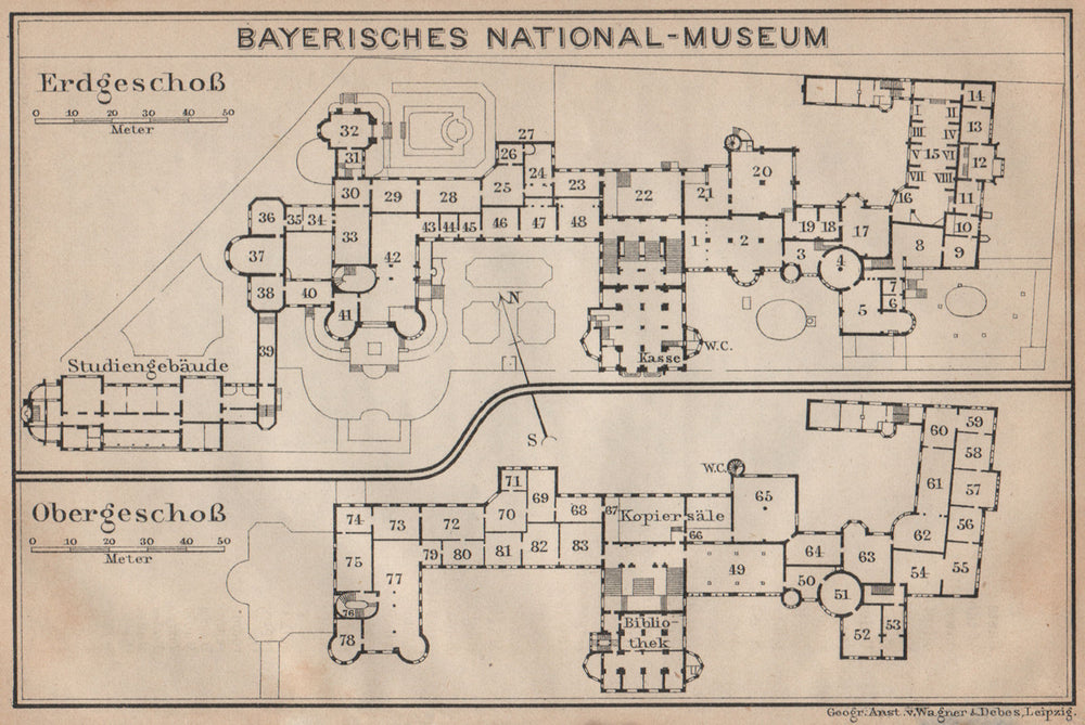 BAVARIAN / BAYERISCHES NATIONALMUSEUM floor plan. Munich München karte 1902 map