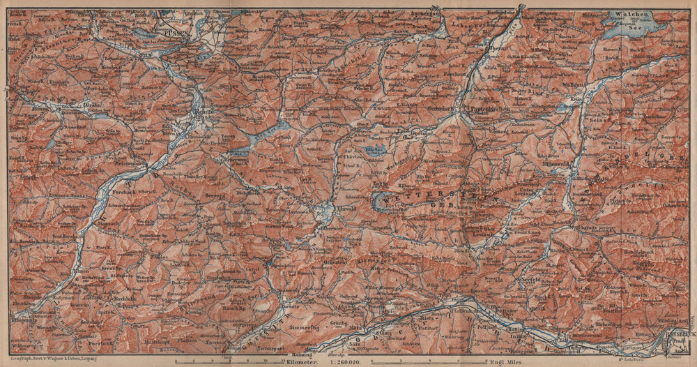 NORTHERN LIMESTONE ALPS. Wetterstein Karwendel Lechtal Ammergau Alpen 1902 map