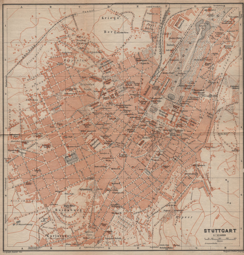 STUTTGART antique town city stadtplan. Baden-Württemberg karte 1907 old map