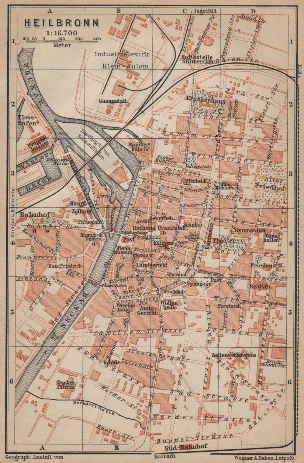 HEILBRONN antique town city stadtplan. Baden-Württemberg karte 1907 old map